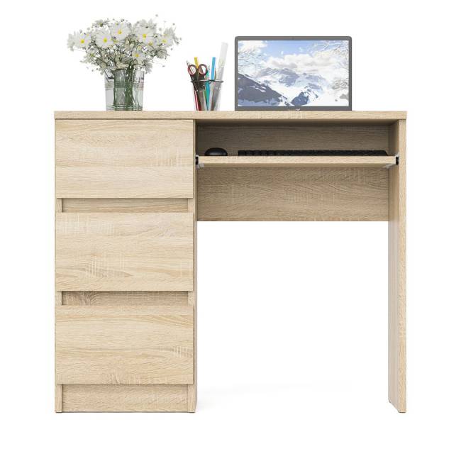 Стол компьютерный три ящика Мори МС-6 левый цвет дуб сонома