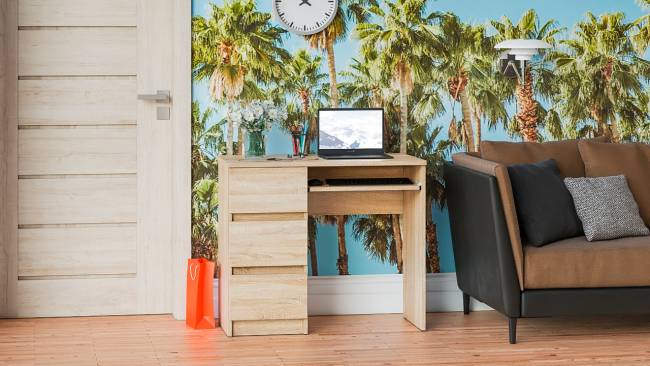 Стол компьютерный три ящика Мори МС-6 левый цвет дуб сонома