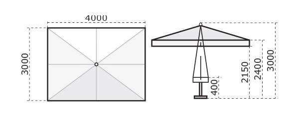 Зонт профессиональный 3х4 м Napoli Standard антрацит, бордовый 3000х4000 мм