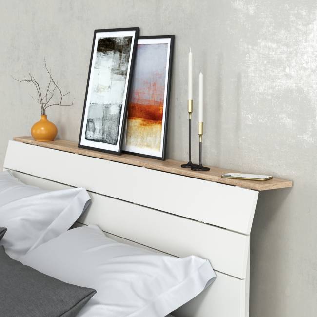 Комод четыре ящика Муссон и кровать со спальным местом 1600х200 цвет белый/дуб эндгрейн элегантный