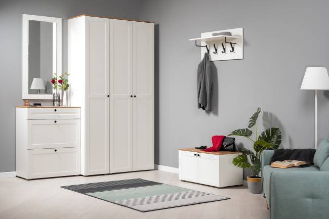 Тумба Остин 13.257 цвет белый шагрень/дуб крафт золотой Тумба Остин 13.257 цвет белый шагрень/дуб крафт золотой